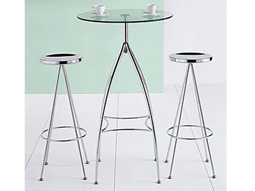 Chrome, Glass Table & Stools